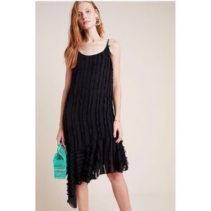 Eri + Ali Anthropologie fringed asymmetrical midi dress